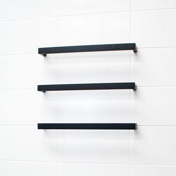 Radiant 12V Single Bar Square Heated Towel Rail Matte Black - Burdens Plumbing