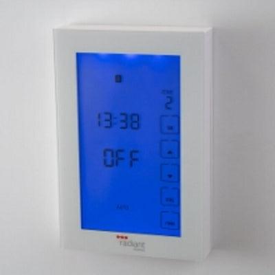 RADIANT GLASS FRONTED VERTICAL DUAL PURPOSE THERMOSTAT & TIMER SWITCH WHITE GTSW-DUAL-V - Burdens Plumbing