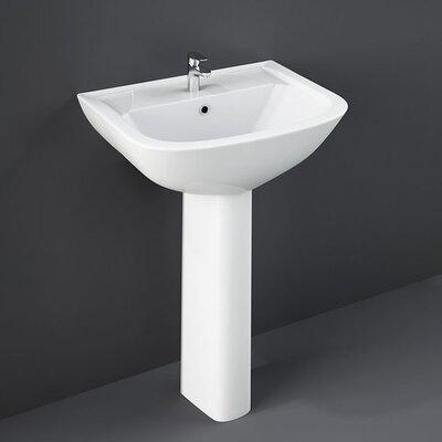 RAK LARA 500 WALL BASIN WITH PEDESTAL 510X405MM 3TH WHITE - Burdens Plumbing