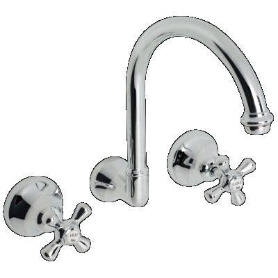 RAM MERINO WALL SINK SET C/W G'NECK SPOUT C/P - Burdens Plumbing