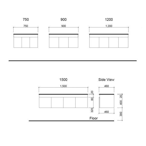 ROCKFORD VANITY 900MM HAVEN TOP WALL HUNG(TIMBERLN P#:RD90HW) - Burdens Plumbing