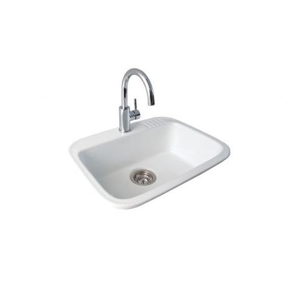 Seima Eva Ceramic Laundry Sink 23Lt 590 X 445 1 Tap Hole Sbc-600 - Burdens Plumbing
