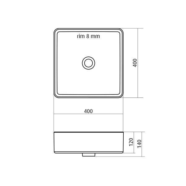 Seima Kyra Slim Line Above Counter Basin White 400 X 400 X 120 - Burdens Plumbing