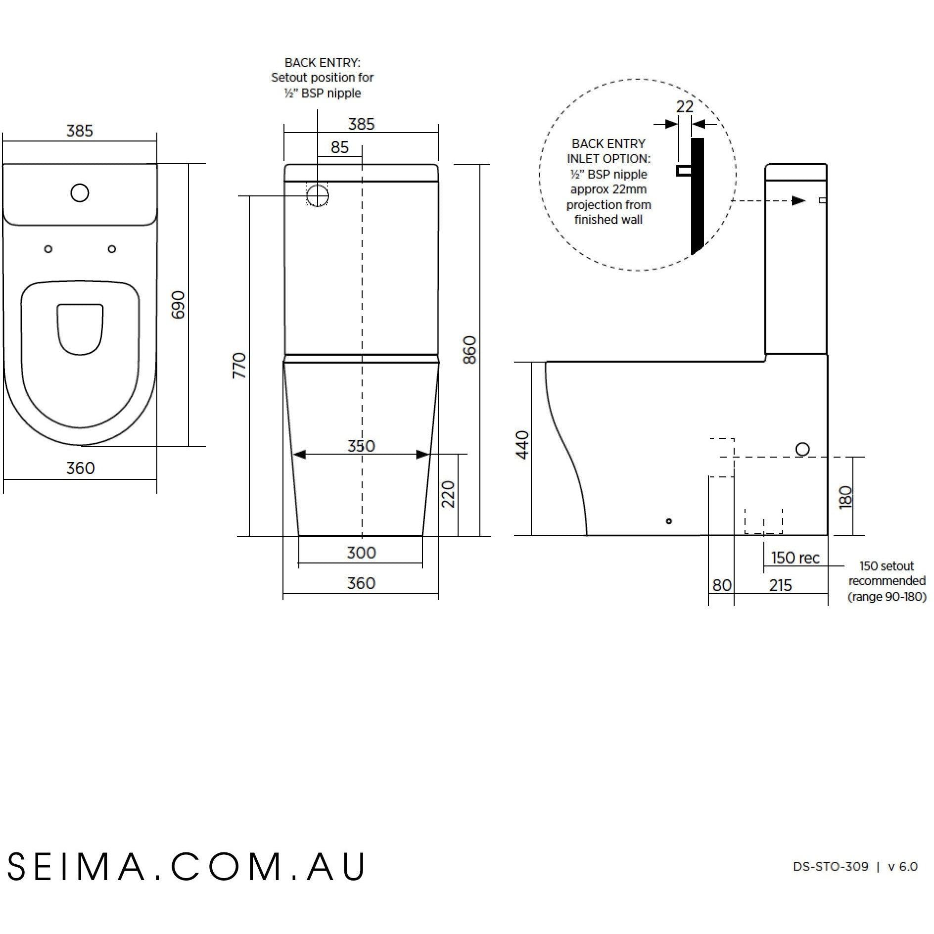 Seima Limni Wall Faced Suite Clean Flush With Slim Seat Sto-309-02 - Burdens Plumbing