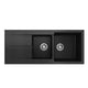 SEIMA OROS 1160 ARQSTONE SINK 1 BOWL BLACK 1 TAPHOLE RIGHT DRAINER 1160X500X210MM - Burdens Plumbing
