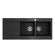 SEIMA OROS 1162 ARQSTONE SINK 2 BOWL BLACK 1 TAPHOLE LEFT DRAINER 1160X500X210MM - Burdens Plumbing