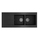 SEIMA OROS 1162 ARQSTONE SINK 2 BOWL BLACK 1 TAPHOLE RIGHT DRAINER 1160X500X210MM - Burdens Plumbing
