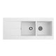 SEIMA OROS 1162 ARQSTONE SINK 2 BOWL WHITE 0 TAPHOLE UNIVERSAL DRAINER 1160X500X210MM - Burdens Plumbing
