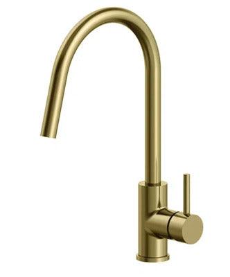 Streamline Axus Pin Sink Mixer Pull Down Spout Brushed Brass - Burdens Plumbing