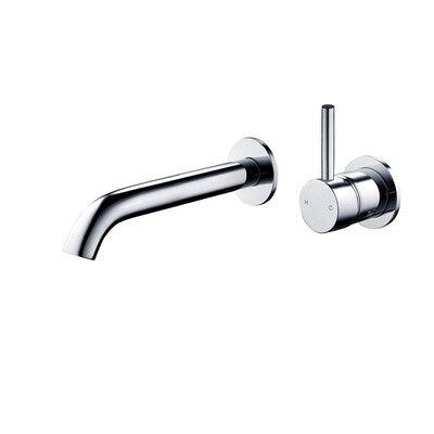 STREAMLINE AXUS PIN WALL MOUNT BASIN/BATH MIXER 2 PLATE 220 SPOUT LEVER UP CHROME *EXTERNAL ONLY* - Burdens Plumbing