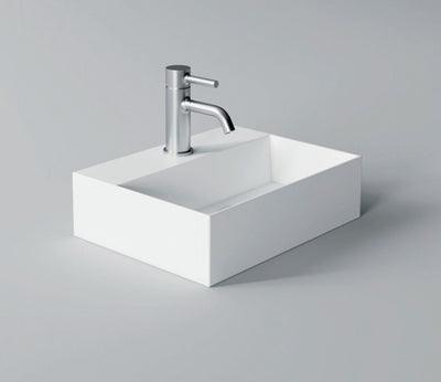STUDIO BAGNO BENCH/WALL BASIN WITH 1 TAP HOLE GLOSS WHITE SPY40/1 - Burdens Plumbing