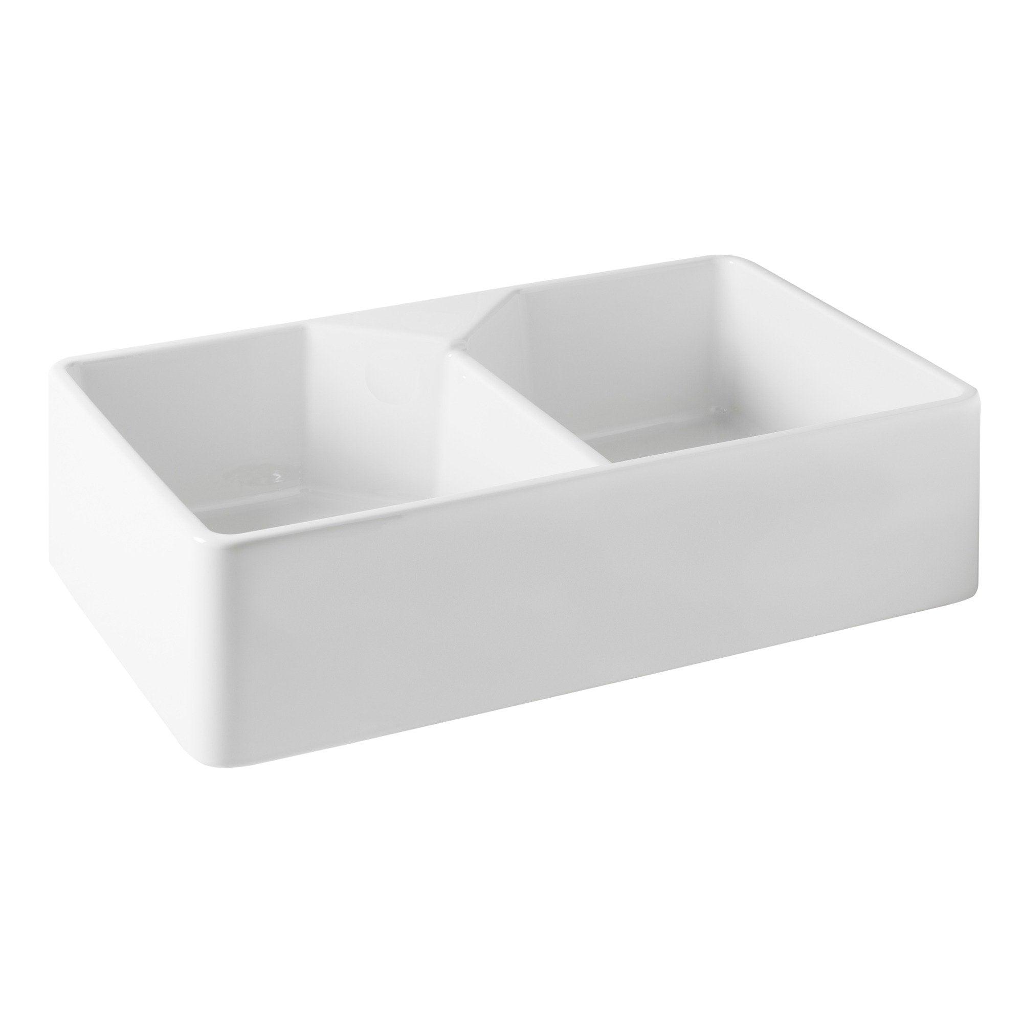 T&H CHESTER 80 X 50 DOUBLE BOWL FIRECLAY SINK 0TH NO OVERFLOW - Burdens Plumbing