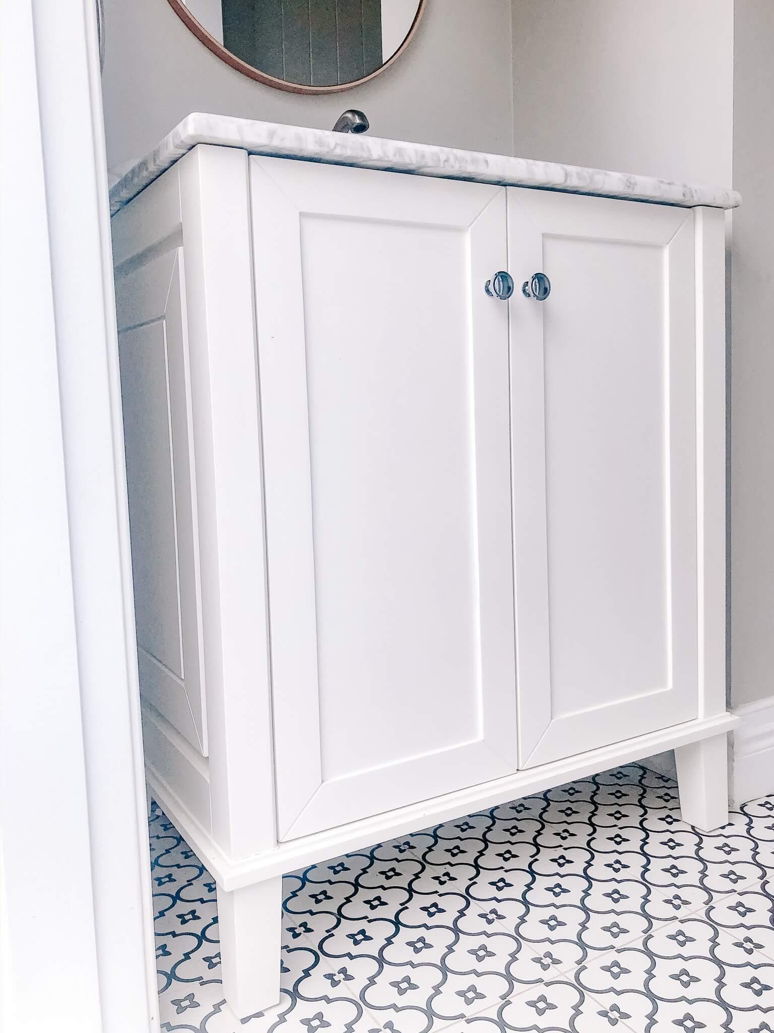 T&H COVENTRY 75 X 55 SATIN WHITE VANITY REAL MARBLE TOP & CERAMIC U/C BASIN - Burdens Plumbing