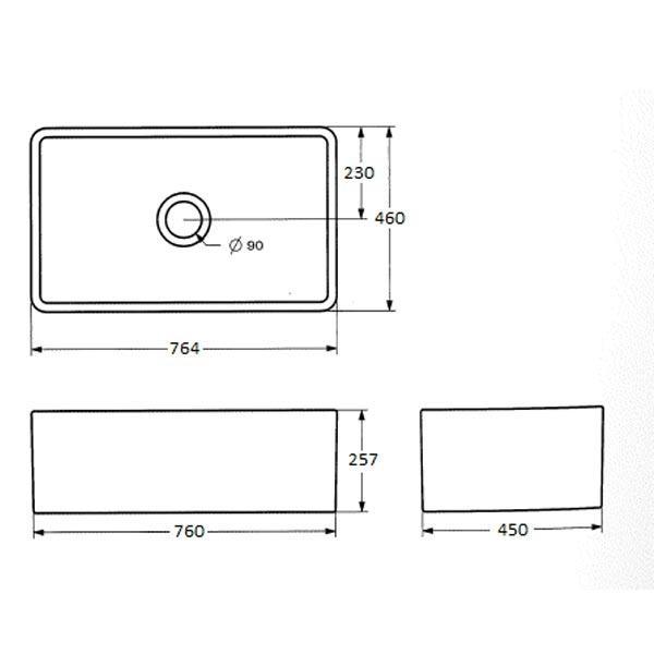 T&H NOVI 76 X 46 FIRECLAY BUTLER SINK MATTE WHITE NO753FS-MW - Burdens Plumbing