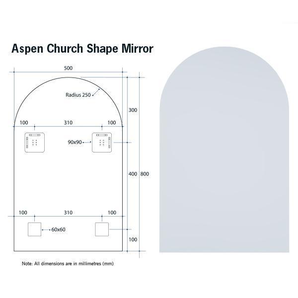 Thermogroup Church Shape Polished Edge Mirror With Hangers - Burdens Plumbing
