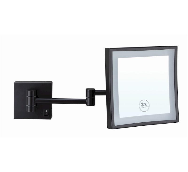 Ablaze Lit Magnifying Square Mirror 3X Mag - Black - Burdens Plumbing