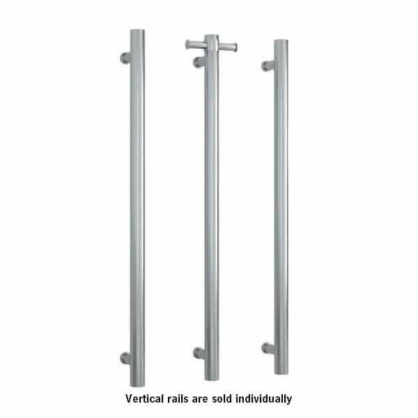Thermogroup Straight Round Vertical Single Bar Heated Towel Rail Brushed Stainless Steel - Burdens Plumbing