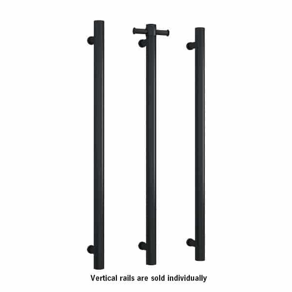 Thermogroup Straight Round Vertical Single Bar Heated Towel Rail Matte Black - Burdens Plumbing