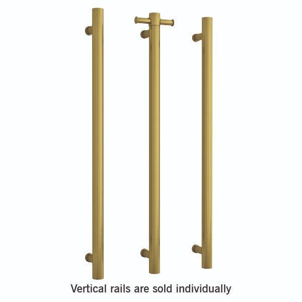 Thermogroup Straight Round Vertical Single Bar Heated Towel Rail Brushed Gold - Burdens Plumbing