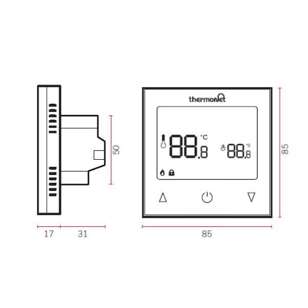 THERMOTOUCH 9.2MG WHITE GLASS MANUAL THERMOSTAT 16A MAX LOAD - Burdens Plumbing