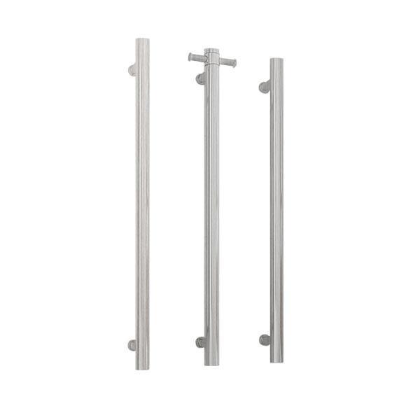 Thermorail Straight/ Round 12V Vertical Bar Brushed Nickel - Burdens Plumbing