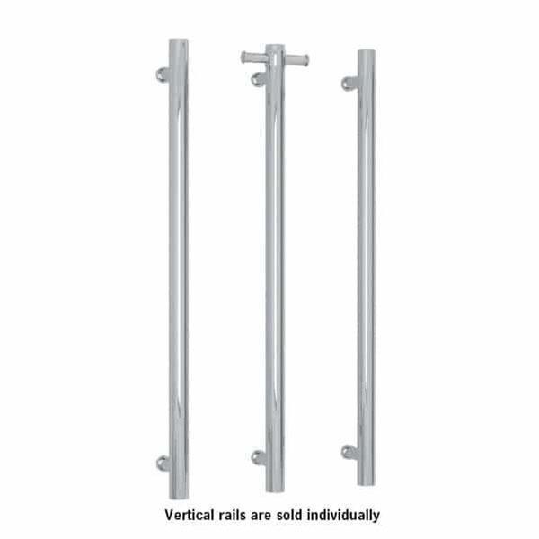 Thermogroup Straight Round Vertical Single Bar Heated Towel Rail - Polished - Burdens Plumbing