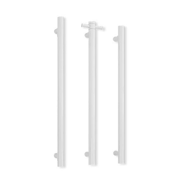 Thermorail Satin White Straight Round Vertical Single Heated Towel Rail - Vs900Hsw - Burdens Plumbing