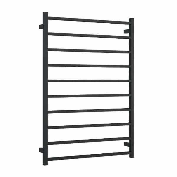 Thermogroup Wide 10 Bar Thermorail Matte Black Straight Square Heated Towel Ladder 800mm - Burdens Plumbing