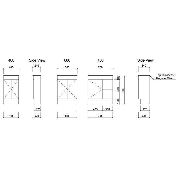 Timberline Ensuite Floor Standing Vanity With Acrylic Top - Burdens Plumbing