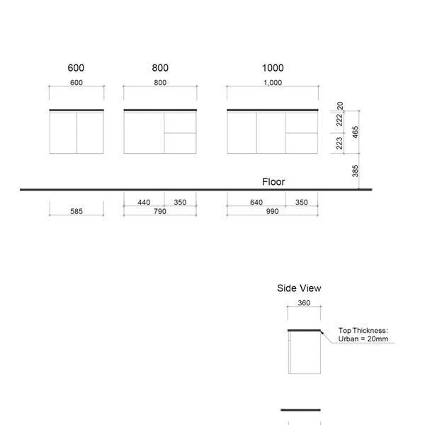 TIMBERLINE FLORIDA ENSUITE 800 WALL HUNG VANITY CHINA TOP - Burdens Plumbing