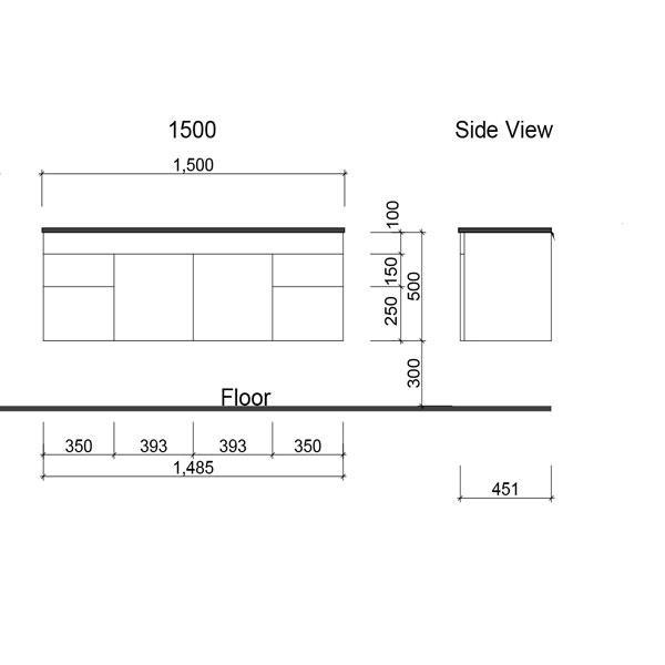 TIMBERLINE INDIANA 1200 VANITY ALPHA TOP WALL HUNG I12AW - Burdens Plumbing