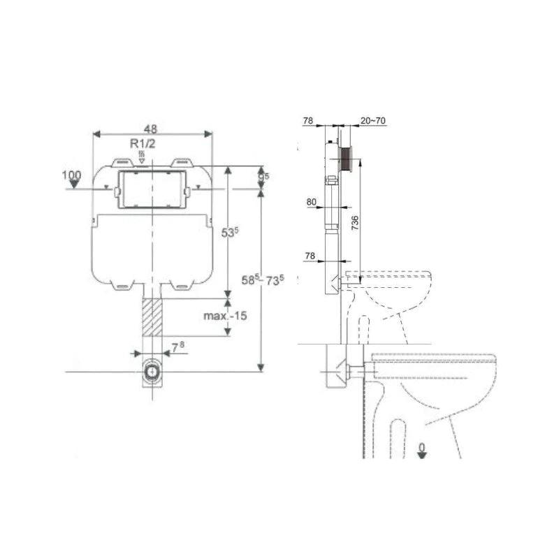 Toto Axent Wdi Consealed Cistern Without Frame Q731-0101-A1 - Burdens Plumbing