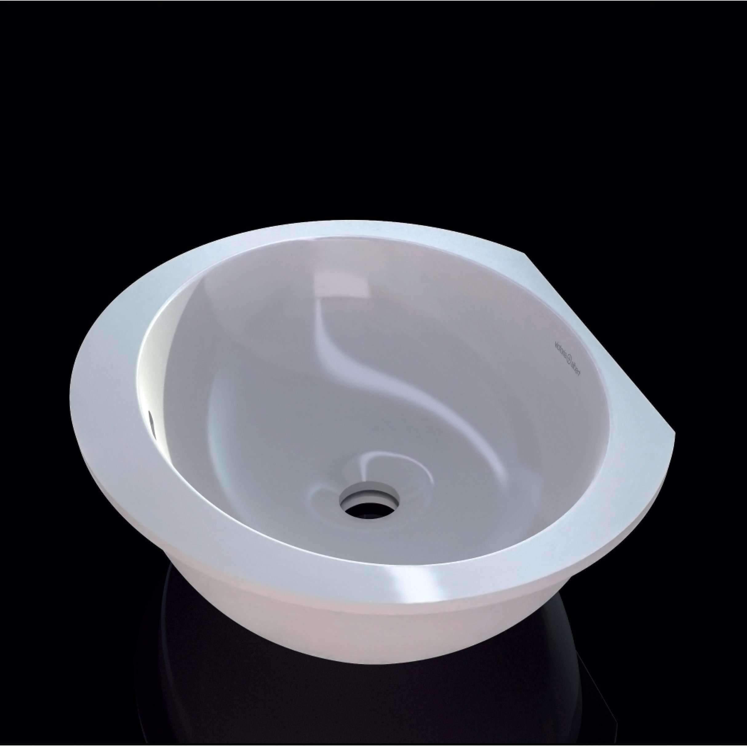 V+A Kaali 46 Undercounter Basin With Internal Overflow Quarrycast White - Burdens Plumbing