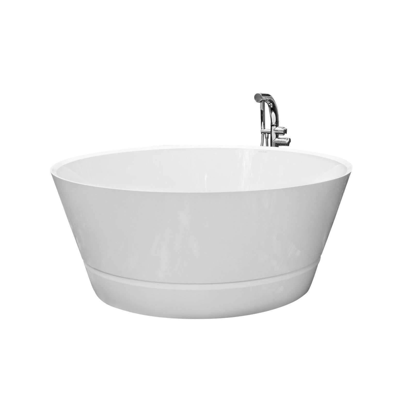 V+A Taizu Freestanding Bath No Overflow Quarrycast White - Burdens Plumbing
