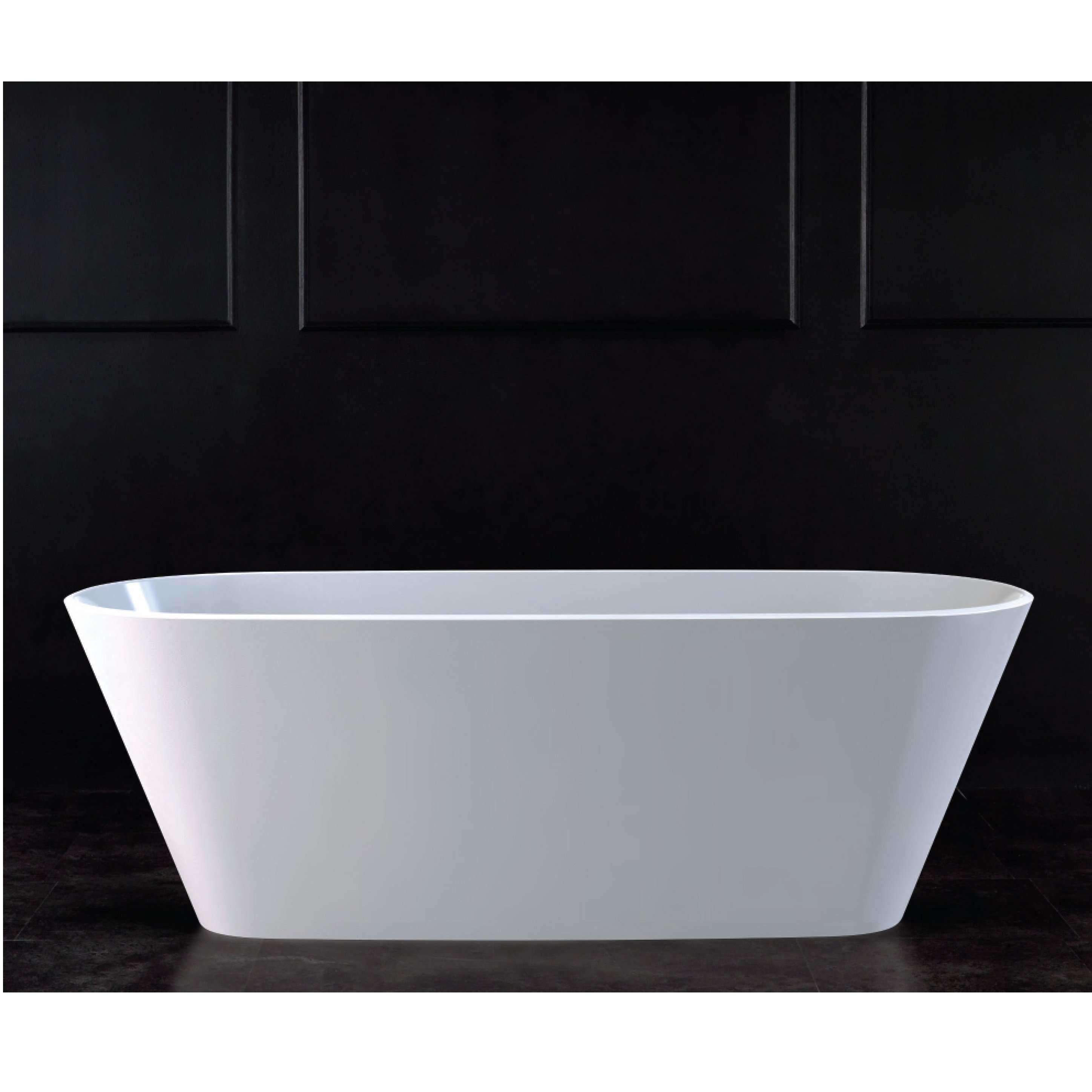 V+A Vetralla 2 Freestanding Bath No Overflow Quarrycast White - Burdens Plumbing