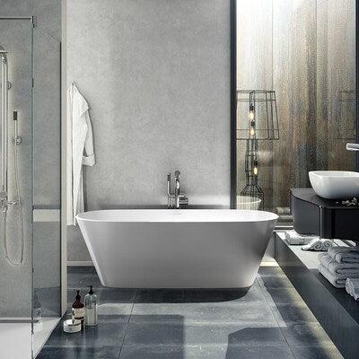 V+A VETRALLA 2 MATTE STONE FREESTANDING BATH QUARRYCAST WHITE MATTE - Burdens Plumbing