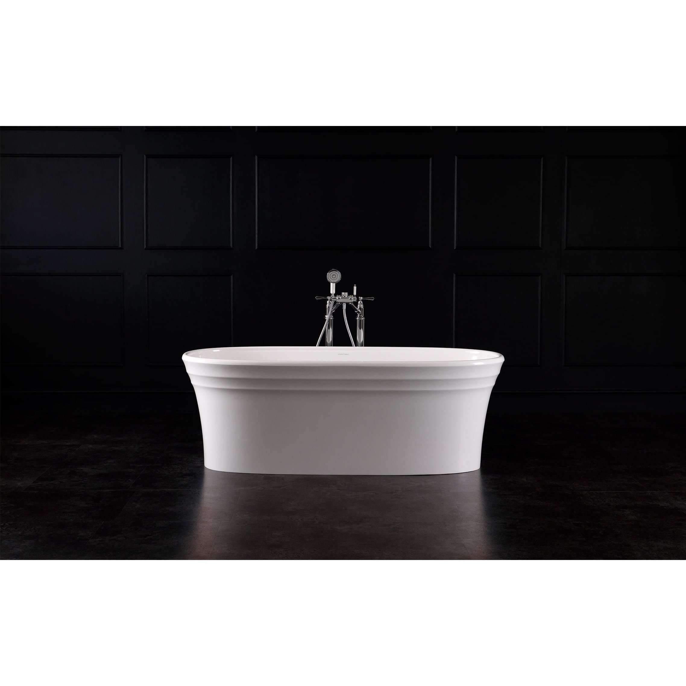 V+A Warndon Freestanding Bath No Overflow Quarrycast White - Burdens Plumbing