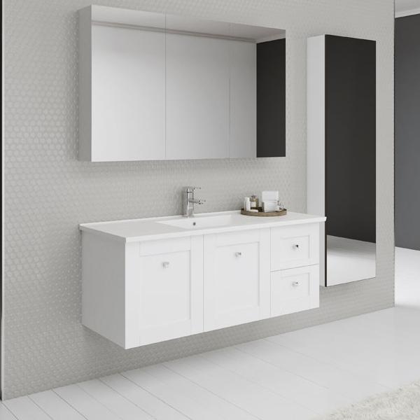 VICTORIA VANITY 750MM ALPHA CERAMIC TOP WALL HUNG(TIMBERLN P#:V75AW) - Burdens Plumbing