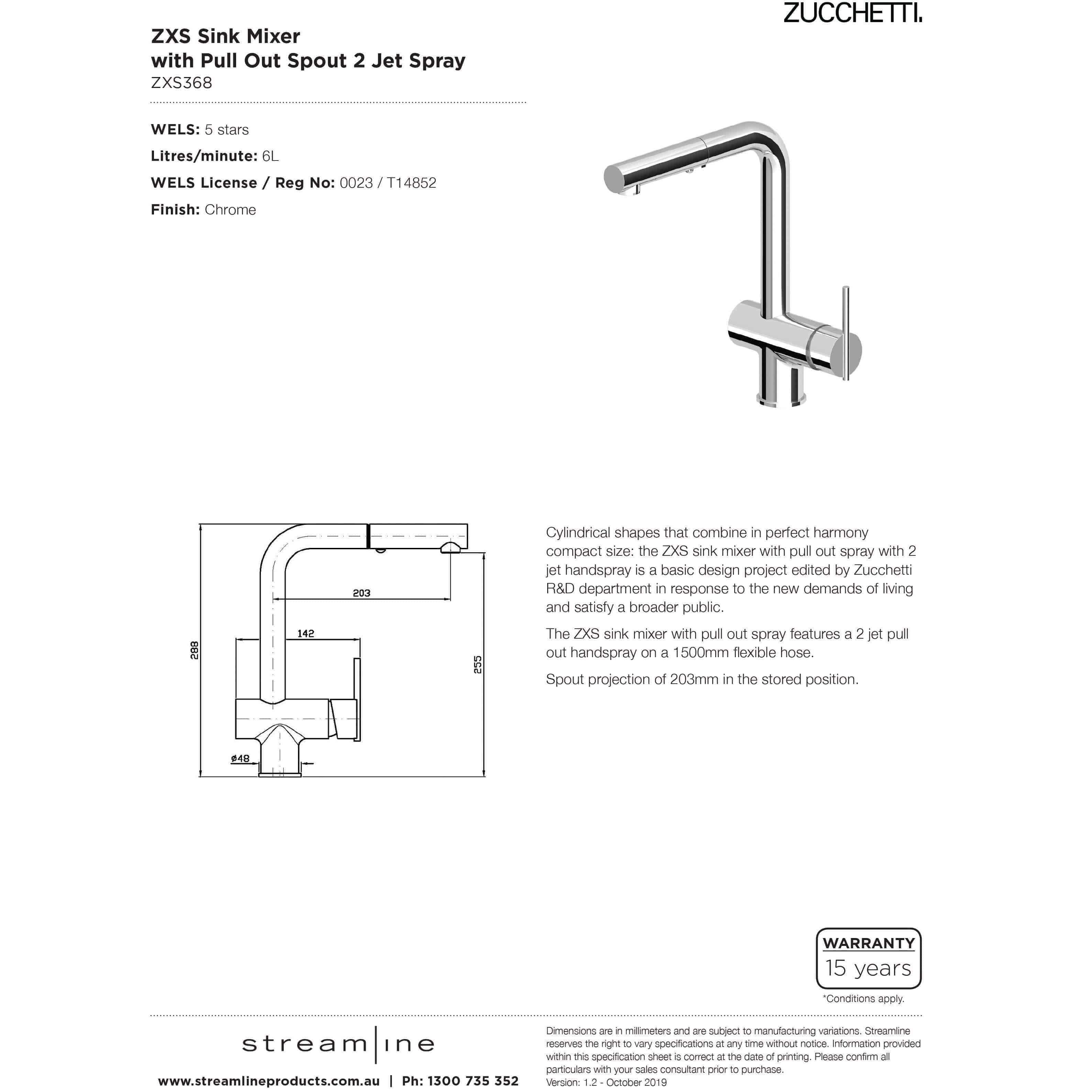 Zucchetti Zxs Sink Mixer With P/Out Spray Chrome - Burdens Plumbing
