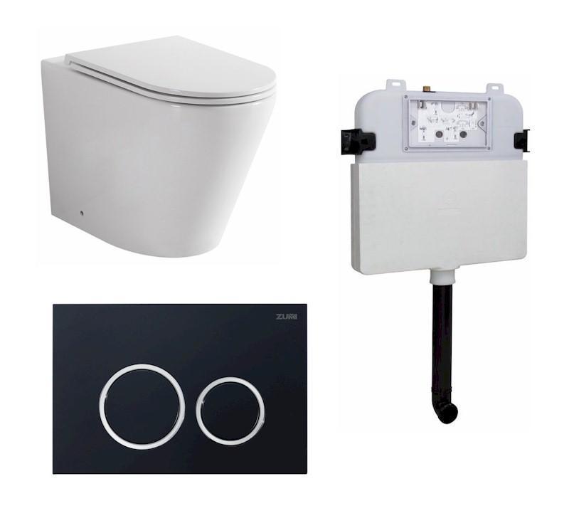 Zumi Java In-Wall Toilet Package Black/Chrome Flush Plate - Burdens Plumbing
