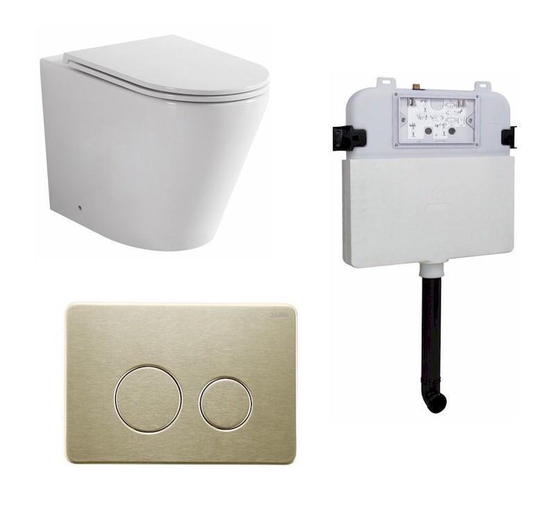 Zumi Java In-Wall Toilet Package Brushed Gold Flush Plate - Burdens Plumbing