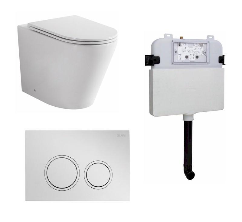 Zumi Java In-Wall Toilet Package Round Chrome Flush Plate - Burdens Plumbing