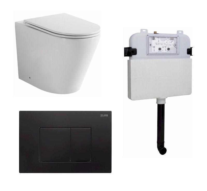 Zumi Java In-Wall Toilet Package Square Black Flush Plate - Burdens Plumbing